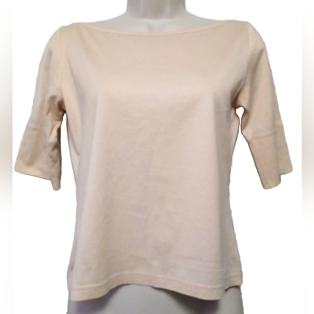 Louis Feraud Contraire Pale Yellow Top Blouse Mid Sleeve Small 4 Made In Italy